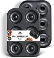 Donut Pan For Baking, Upgraded Deepened Doughnut Tray, 2 Pack 6 Cavity Mini Bage