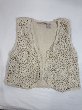 Vintage crochet floral vest 90s girls size 6x