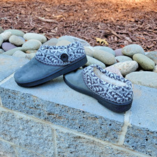 Clarks Women's 6M Sweater Clog Slip On Slippers Gray Leather Upper