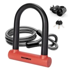  U Lock Bike U Lock with Cable Heavy Duty Anti Theft Bike Red U Lock and Cable