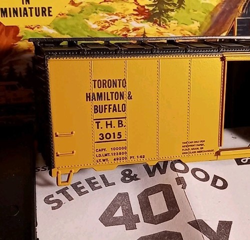 Toronto Hamilton Buffalo Bev-Bel Rare Athearn Kit HO TH&B 3015 Yellow Boxcar - Picture 3 of 6