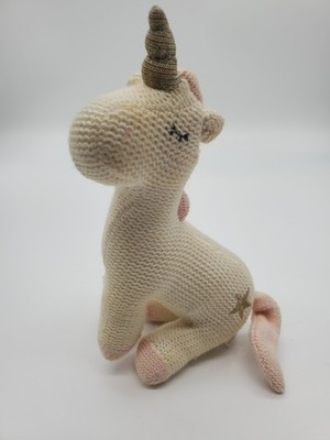 Mud Pie Plush Knit Unicorn Rattle Small Star Mini Stuffed Lovey Sparkly Horn