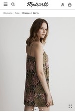 Madewell Goldie Mini Dress 100% Linen Dark Coffee Tropical Hawaiian Size 0