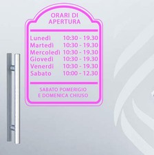 Adesivo Negozio Vetrina Orari di Apertura Vinile Shop