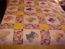 VTG Colorful Appliqued Butterfly Quilt 87368