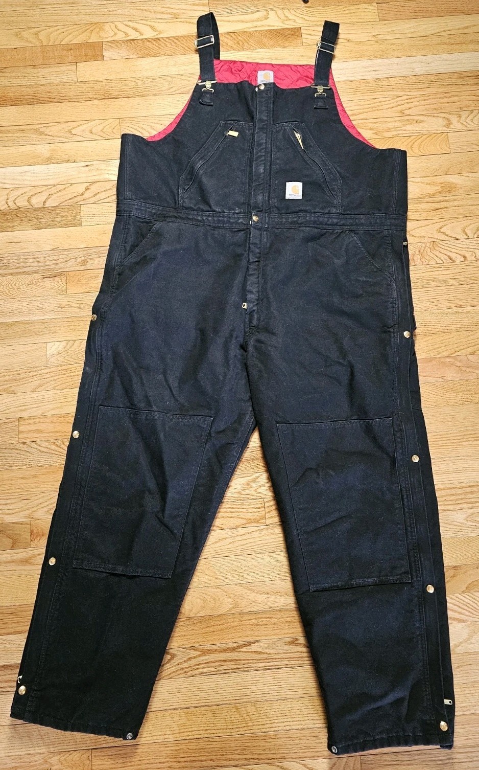 Carhartt R38 Black Arctic Quilted Insulated Lined Bib Overalls Mens 50"x32"  VGC