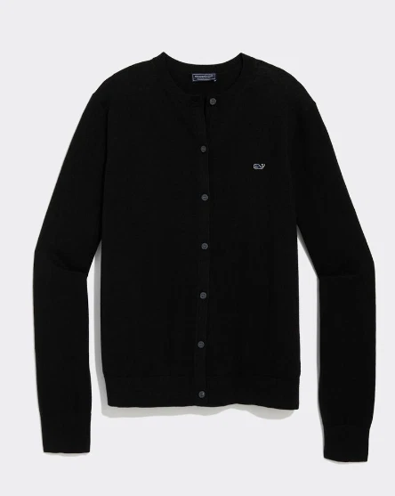 Vineyard Vines Cotton Cashmere Heritage Cardigan Women's Small Serenity Black