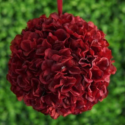 4 Wine Hydrangea 7'' wide Kissing Balls Wedding Party Bouquets Centerpieces SALE
