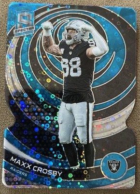 Maxx Crosby 2023 Panini Spectra Neon Blue Prizm Die-Cut Parallel Card #09/50