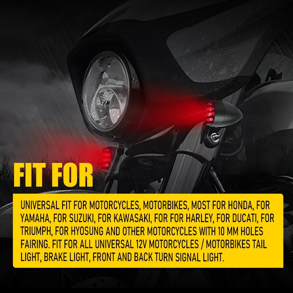 2PCS Motorcycle Red Brake Blinker Turn Signal Tail Light For Harley Honda Yamaha thumbnail 2