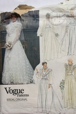 VOGUE 2864 MISSES BRIDAL GOWN PATTERN WITH TRAIN SLIP  CUMMERBUND SIZE 10