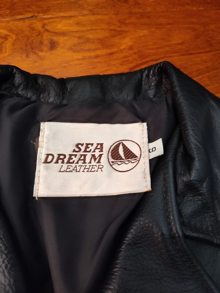 Chaqueta de moto Sea Dream de cuero vintage negra para niños talla 6 Foto 4 de 4