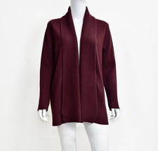 Charter Club 100 CASHMERE Shawl Open Cardigan Sweater Burgundy Red Medium