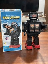 Vintage Battery Operated Moon Explorer Robot Toy Boxed  Made In Hong Kong