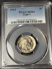 1913 Type One Buffalo Nickel PCGS MS63