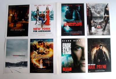E72-4  8x Cinema Filmkarten  THE STRANGERS / TRANSSIBERIAN / TINTENHERZ