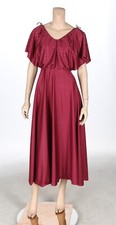 Unbranded Vintage 80s Burgundy Tea Length Bridesmaid Party Prom Dress sz 7/8