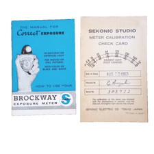 1957 Brockway Exposure Meter Model S Manual  Sekonic Studio Calibration Card