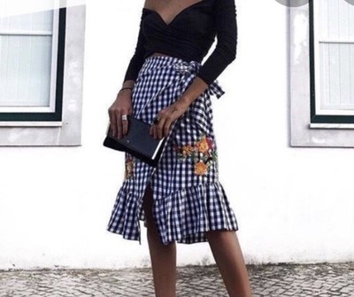gingham wrap skirt