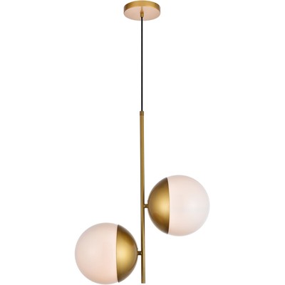 Decovio 12971-BI2 Oyster Bay 2 Light 8 inch Brass Pendant Ceiling Light