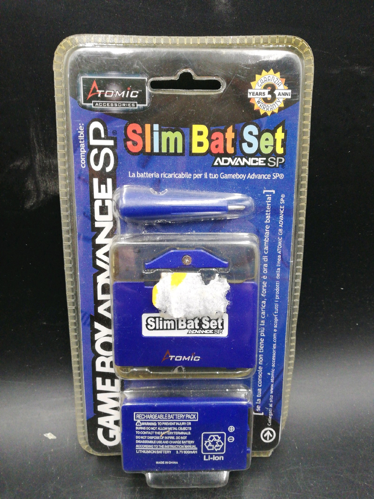 Slim Bat Battery Kit per Nintendo GBA SP - Batteria 900mAh Premium