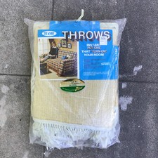 Vtg Herculon Olefin Throws Cover 70" x 140" Sofa Blanket Montgomery Ward Beige