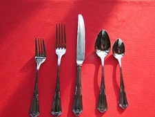 Sorento Pattern 5 Piece Place Set By Bon Chef 18/10 Stainless Salesman Samples