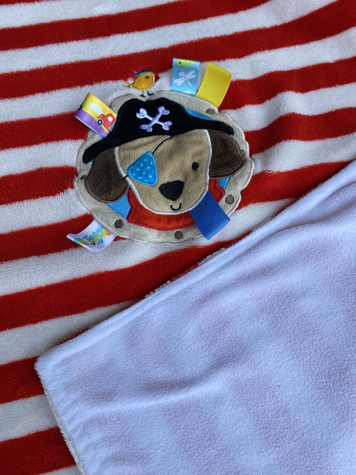 Taggies 海盗小狗婴儿毯红色白色条纹狗活动 Lovey 28x38 G2 — 第 2/4 张图片