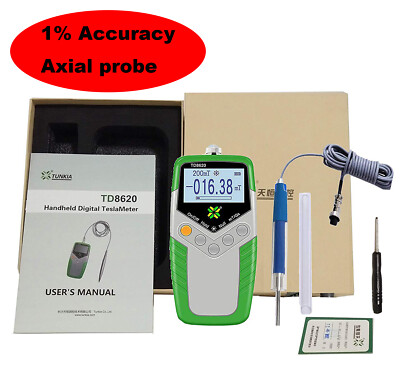 Axial Probe Tesla Meter Gaussmeter Surface DC Magnetic Field Tester 1% Accuracy