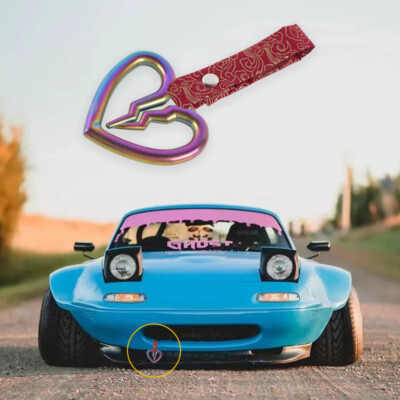 JDM S Broken Heart TSURIKAWA Neo Chrome Ring Train Handle Strap Nylon Red Clouds