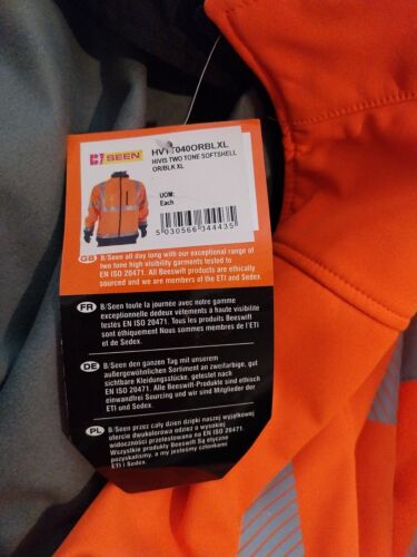 B-Seen HV Outer Wear HIVIS TWO TONE SOFTSHELL OR/BLK XL - Picture 1 of 1