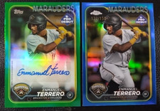 2024 Topps PD Enmanuel Terrero Green /99 Auto+Blue Chrome /150 Rookie PIRATES