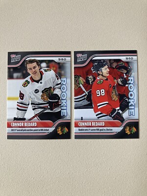 CONNOR BEDARD 2023 Topps NOW Rookie Stickers. #1 first point AND #5 first goal