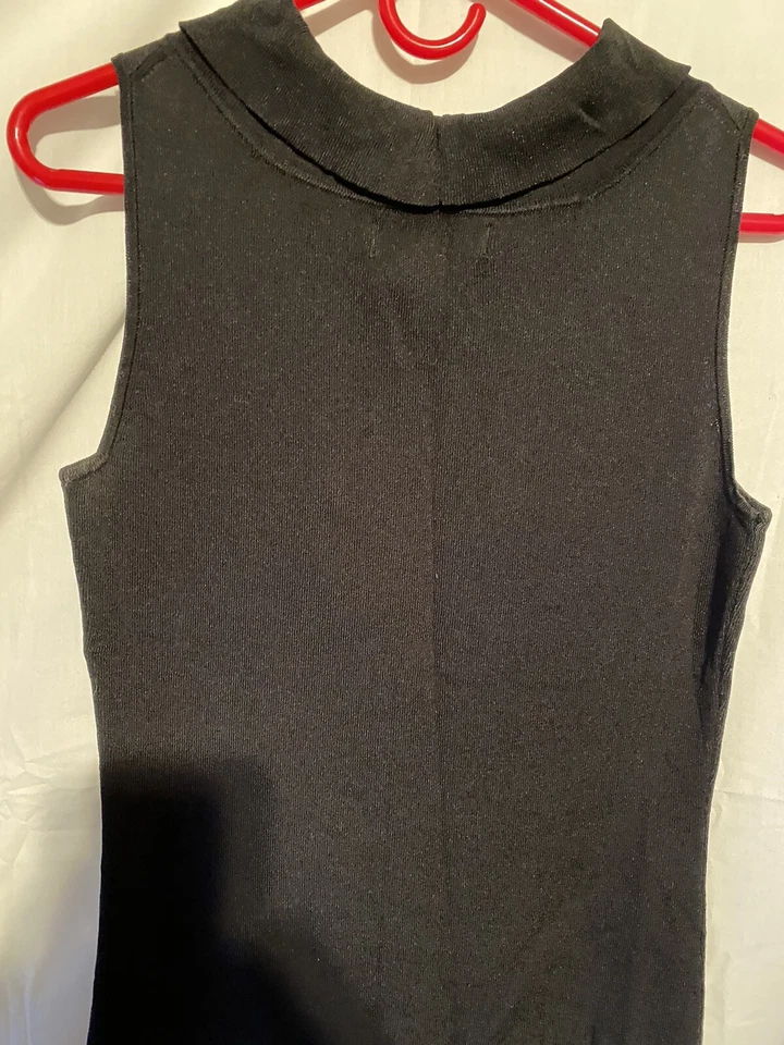 复古 Geoffrey Beene 运动女式无袖针织毛衣黑色圆领 S 码 — 第 3/3 张图片