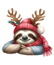Sloth Christmas Wall Decal Sticker 18X18cm Large