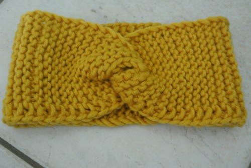 Stirnband senf, gestrickt, neu