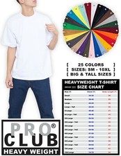 Pro Club Men's Heavyweight Cotton Short Sleeve Crew Neck T-Shirt - 25 Colors