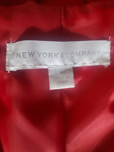 New YORK & CO Womens Faux Leather Jacket Size L RED - Picture 8 of 9