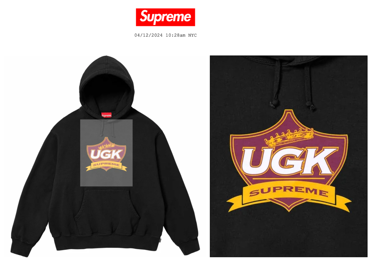 SUPREME UGK HOODED SWEATSHIRT (LARGE) (BLACK) SS24 SWEATPANT SUPREME UGK HOODED SWEATSHIRT (LARGE) (BLACK) SS24 SWEATPANT