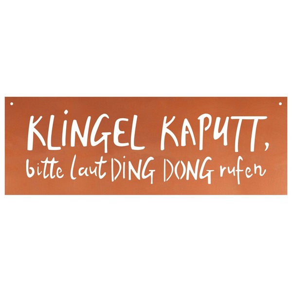 "Edelrost Schild Gedichttafel \"Klingel Kaputt\" Spruchschild Rost Deko Gartendeko"-image