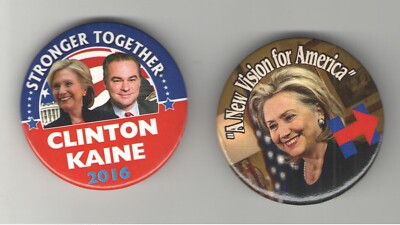 2 pin HILLARY Clinton 2016 PRESIDENT Election Tim KAINE pinback