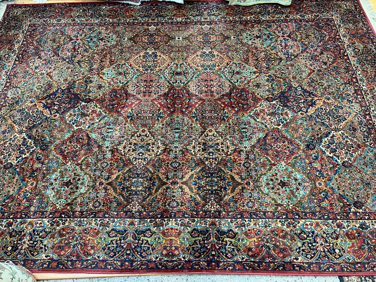 10'1" x 14'3" Karastan Kirman Panel Design Oriental Rug Full Pile Made in USA eBay