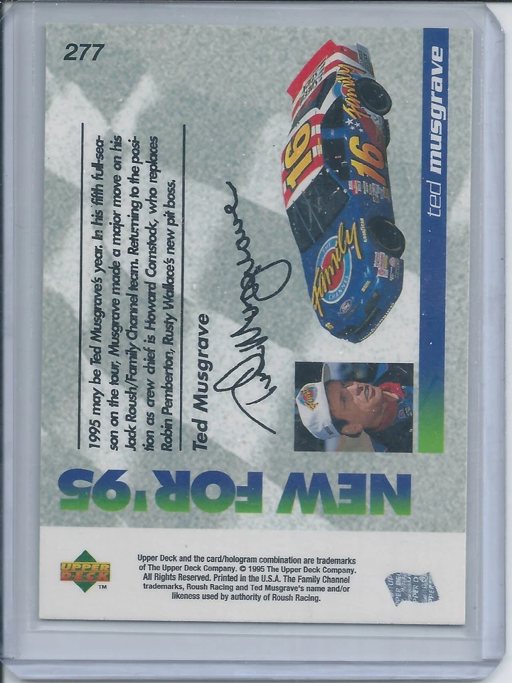 1995 Upper Deck Motorsports Gold Electric # 277 Ted Musgrave Nascar Racing Card - Image 2 of 2