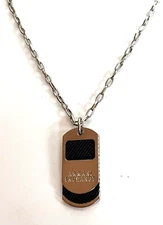 ARMANI EXCHANGE AIX Men's Mixed Materials Dog Tag Chain Necklace, 28" BNWT