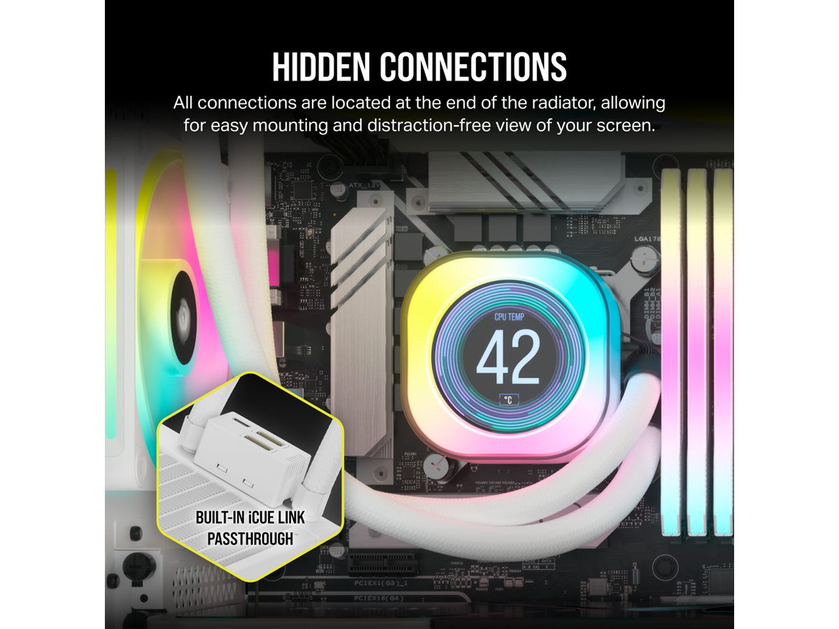 CORSAIR iCUE LINK H150i LCD Liquid CPU Cooler - QX120 RGB CORSAIR iCUE LINK H150i LCD Liquid CPU Cooler - QX120 RGB