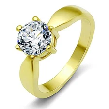 14k Yellow Gold Plated 7mm CZ Solitaire Engagement Ring