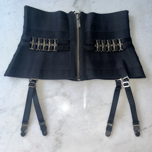 New Honey Birdette Samantha Black Suspender Waspie Size XS - Picture 3 of 6