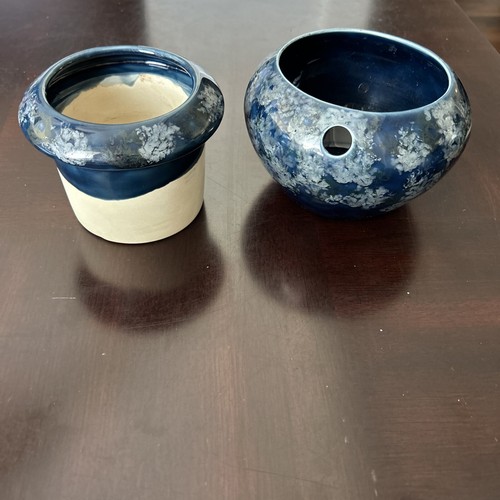 The Violet Pot 1997 Vintage Self Watering Planter Blue Glaze African Planter - Picture 3 of 5