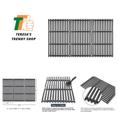Hisencn Grille De Barbecue 43,2 Cm Pour Barbecue Charbroil Tru Infrarouge 463242715 463242716 463276016 463257520 G533-0009-W1, Grille En Fonte Pour Nexgrill 720-0882A, 720-0882D, BHG 720-00 882