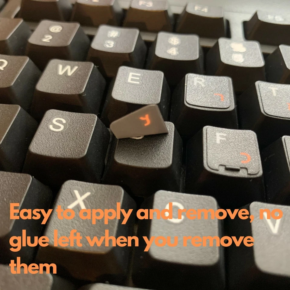 2 PCS Hebrew keyboard stickers Waterproof Replacement Computer Laptop Orange - Image 2 of 4